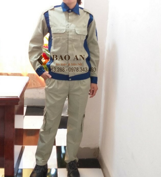 Quần áo bảo hộ ghi phối xanh